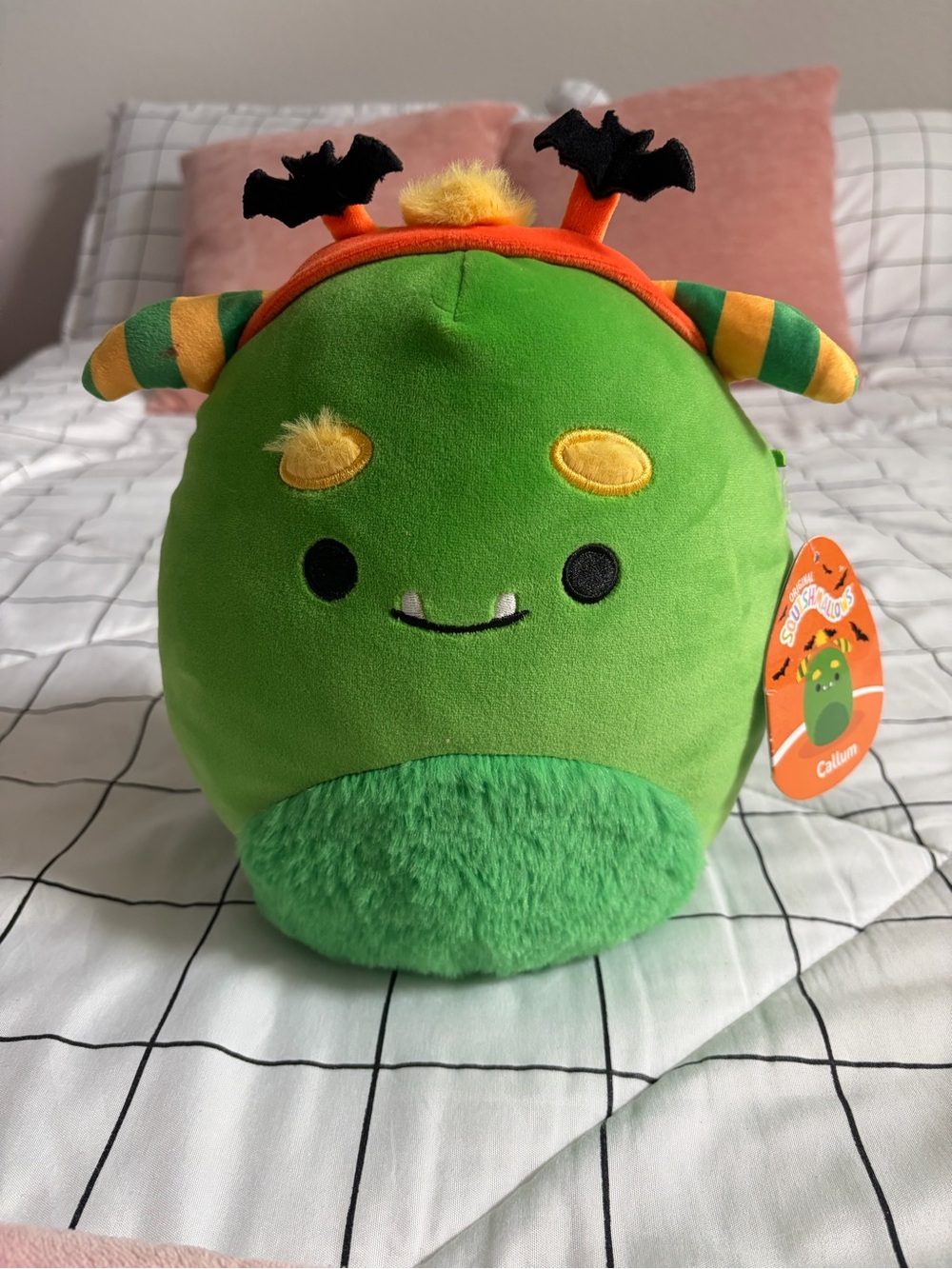 Squishmallows Callum the green monster Plush with Orange & Yellow Accents